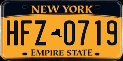 NY license plate HFZ0719