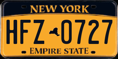 NY license plate HFZ0727
