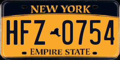 NY license plate HFZ0754