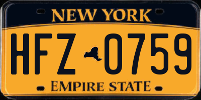 NY license plate HFZ0759