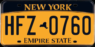 NY license plate HFZ0760