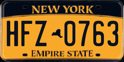 NY license plate HFZ0763
