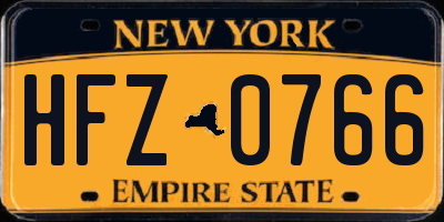 NY license plate HFZ0766