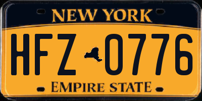 NY license plate HFZ0776