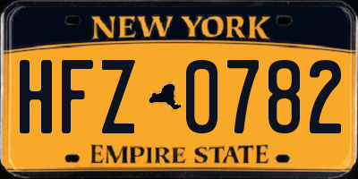 NY license plate HFZ0782