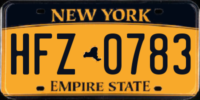 NY license plate HFZ0783