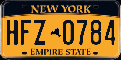 NY license plate HFZ0784