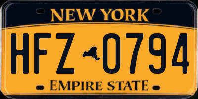 NY license plate HFZ0794