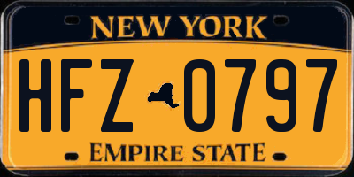 NY license plate HFZ0797