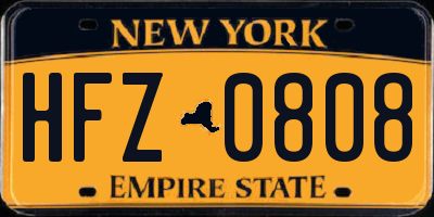NY license plate HFZ0808