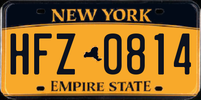 NY license plate HFZ0814