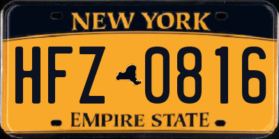 NY license plate HFZ0816