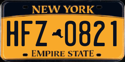 NY license plate HFZ0821