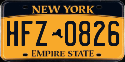 NY license plate HFZ0826