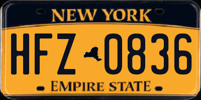 NY license plate HFZ0836