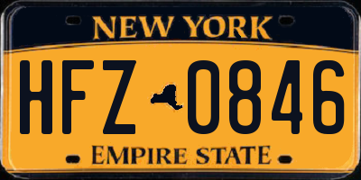 NY license plate HFZ0846