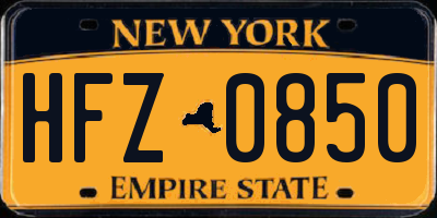NY license plate HFZ0850