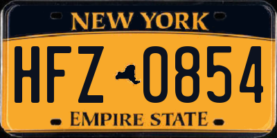 NY license plate HFZ0854
