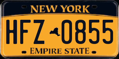 NY license plate HFZ0855