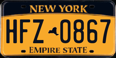 NY license plate HFZ0867