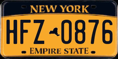 NY license plate HFZ0876