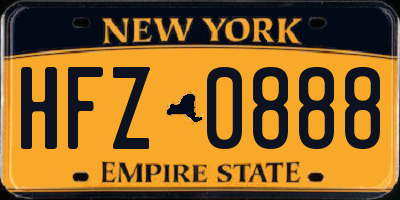 NY license plate HFZ0888