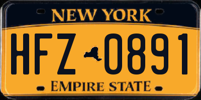 NY license plate HFZ0891