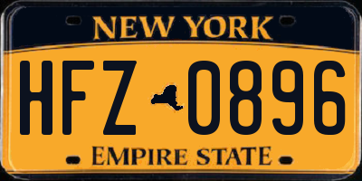 NY license plate HFZ0896
