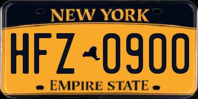 NY license plate HFZ0900