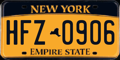 NY license plate HFZ0906