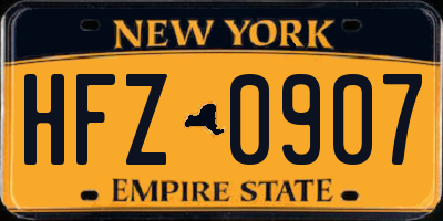 NY license plate HFZ0907