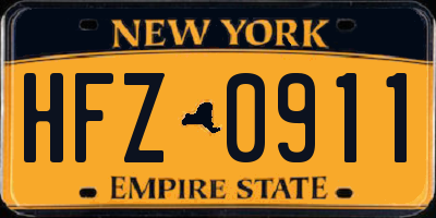 NY license plate HFZ0911