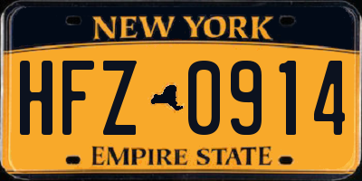 NY license plate HFZ0914