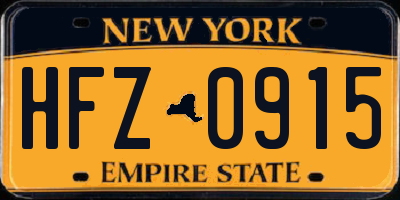 NY license plate HFZ0915