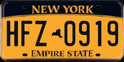 NY license plate HFZ0919