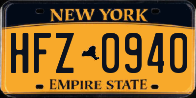 NY license plate HFZ0940