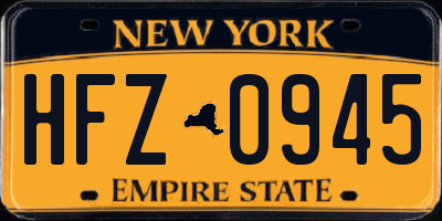 NY license plate HFZ0945
