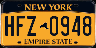 NY license plate HFZ0948