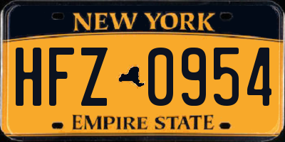NY license plate HFZ0954