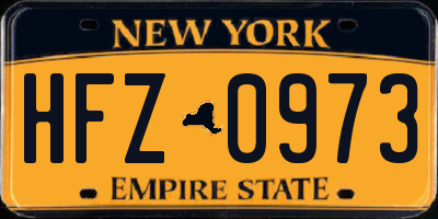 NY license plate HFZ0973