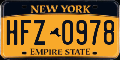 NY license plate HFZ0978
