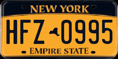 NY license plate HFZ0995