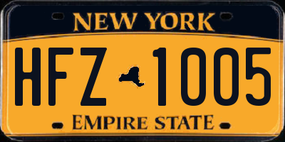 NY license plate HFZ1005
