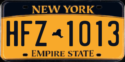 NY license plate HFZ1013