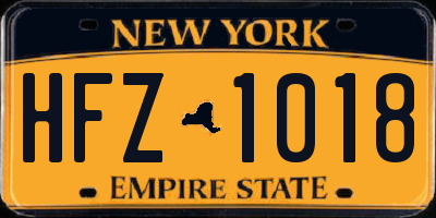NY license plate HFZ1018
