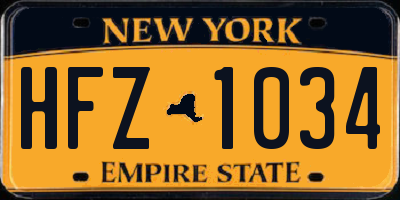 NY license plate HFZ1034