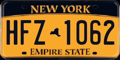 NY license plate HFZ1062