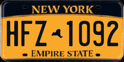 NY license plate HFZ1092