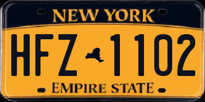 NY license plate HFZ1102