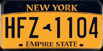 NY license plate HFZ1104